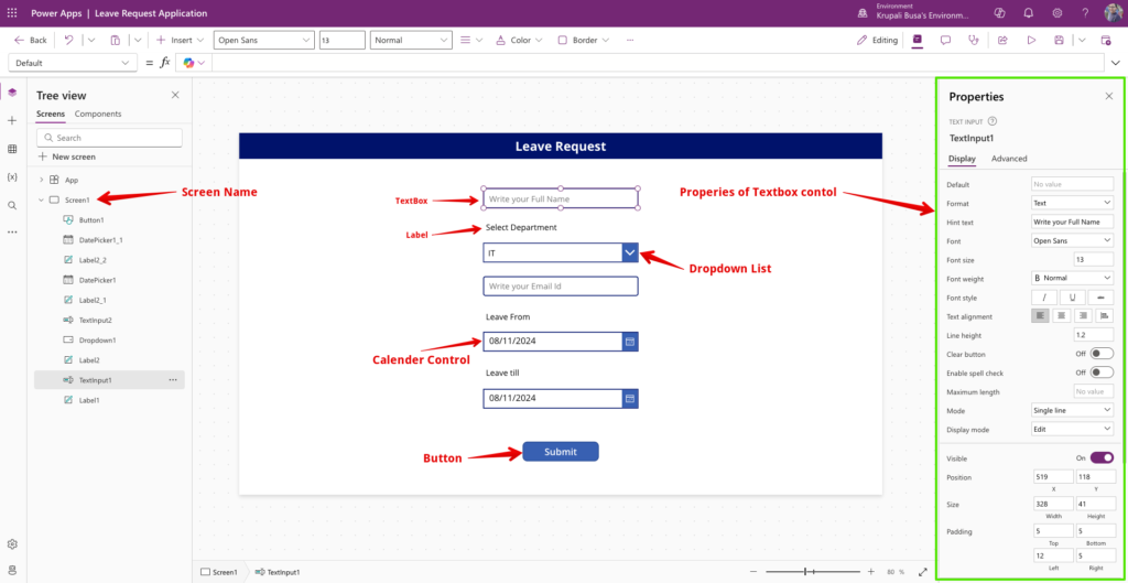 Controls of canvas app