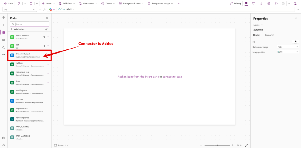 The connector will be Added in power apps