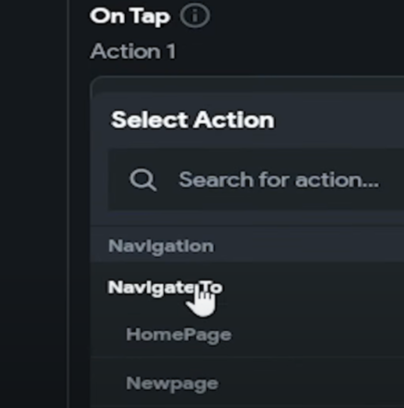 Adding Navigation Action in flutterflow