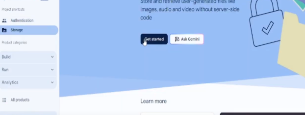 Navigate to Storage in Firebase Console - Open the Storage section in Firebase.
