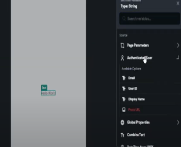 Email Label - Add a label text widget to show the authenticated user's email.