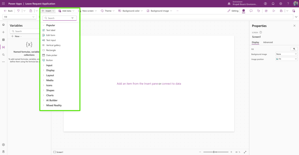 Controls of Canvas App