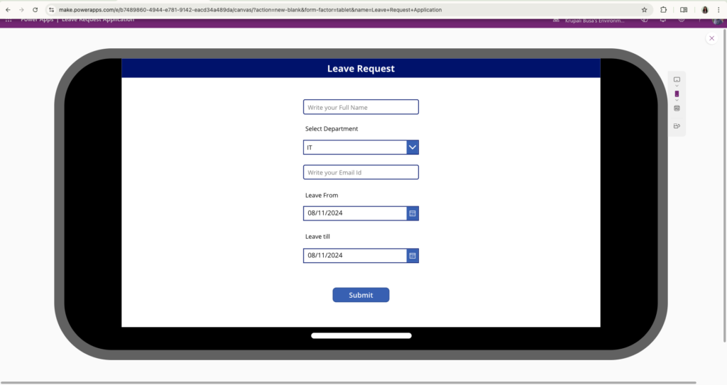 Canvas view on mobile screen