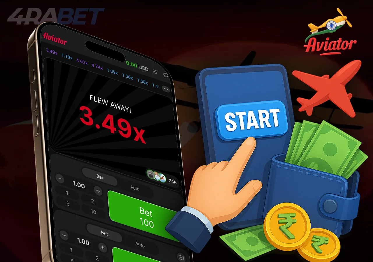 Start button and demo game Aviator